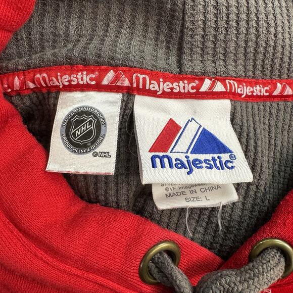 Majestic NHL Washington Capitals Hoodie Red Pullover Men's L Embroidered - Picture 6 of 14